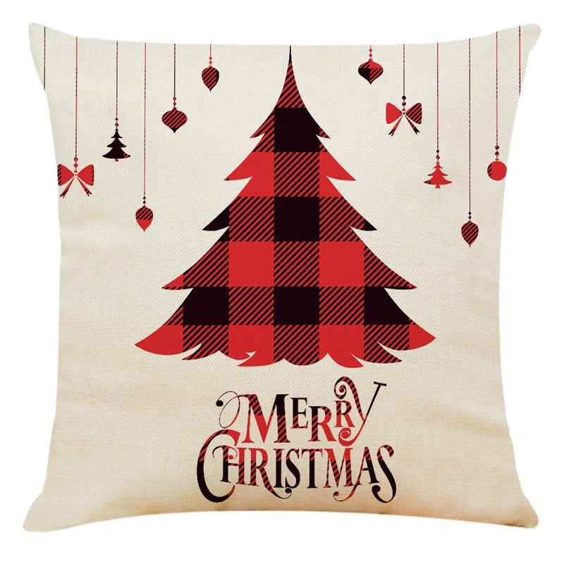 Ogrmar 4PCS 18"x18" Throw Pillow Covers Christmas Decorative Couch Pillow Cases Cotton Linen Pillow Square Cushion Cover for Sofa, Couch, Bed and Car (Christmas-E) - Image 4